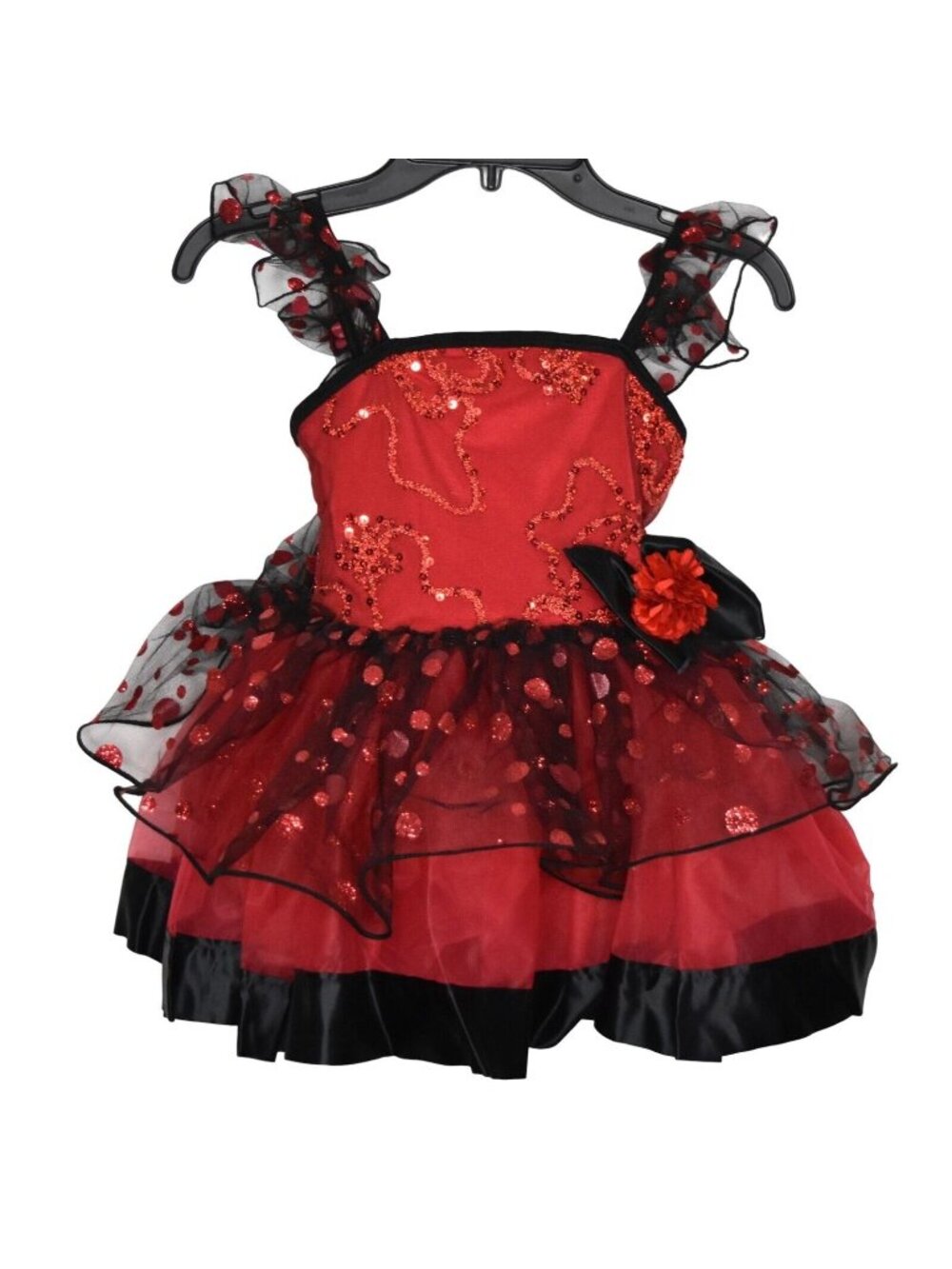 Curtain Call Tutu Dance Costume Hair Barrette Sequin Red Black Small Child
